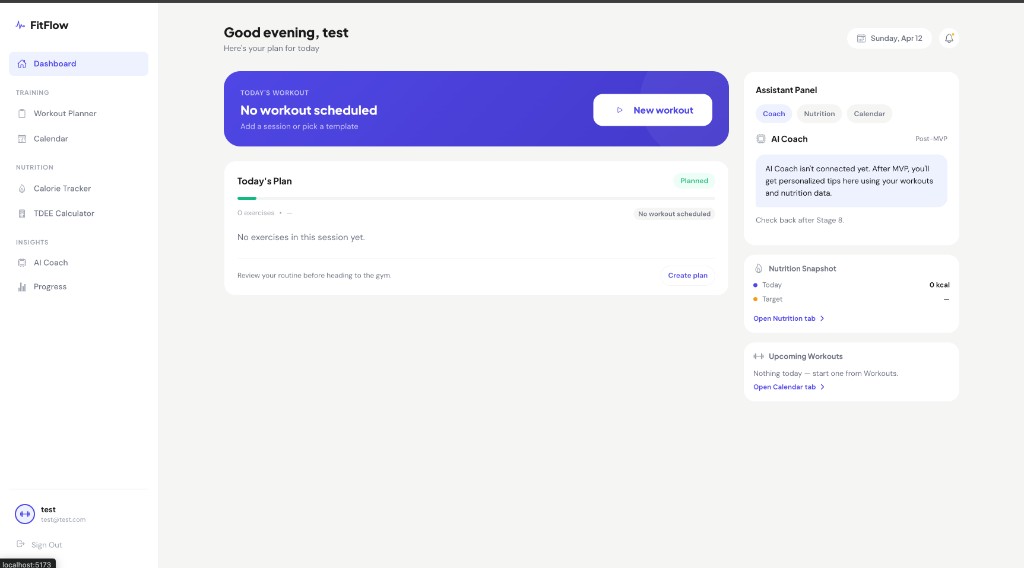 FitFlow dashboard screenshot